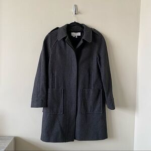 See by Chloè-dark grey wool blend double front pocket midi pea coat.